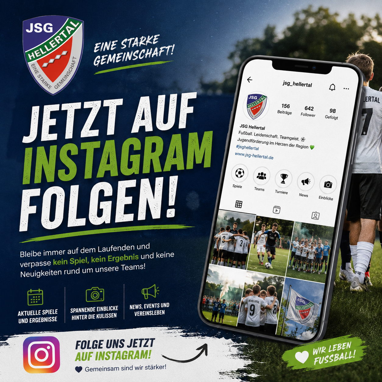 Mehr über den Artikel erfahren Jetzt auf Instagram folgen – kein Spiel und kein Ergebnis mehr verpassen!